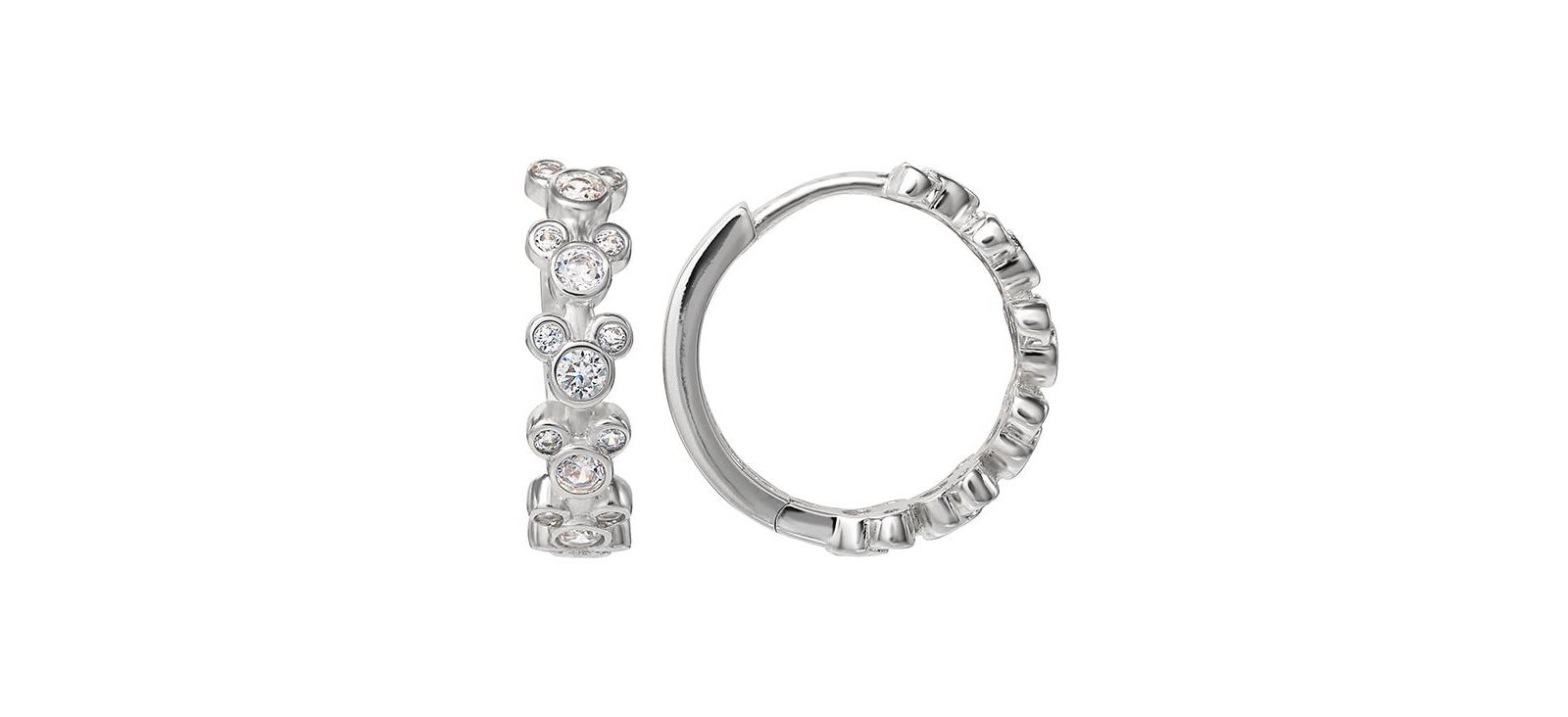 Disney Mickey Mouse Silver Plated Cubic Zirconia Endless Hoop Earrings
