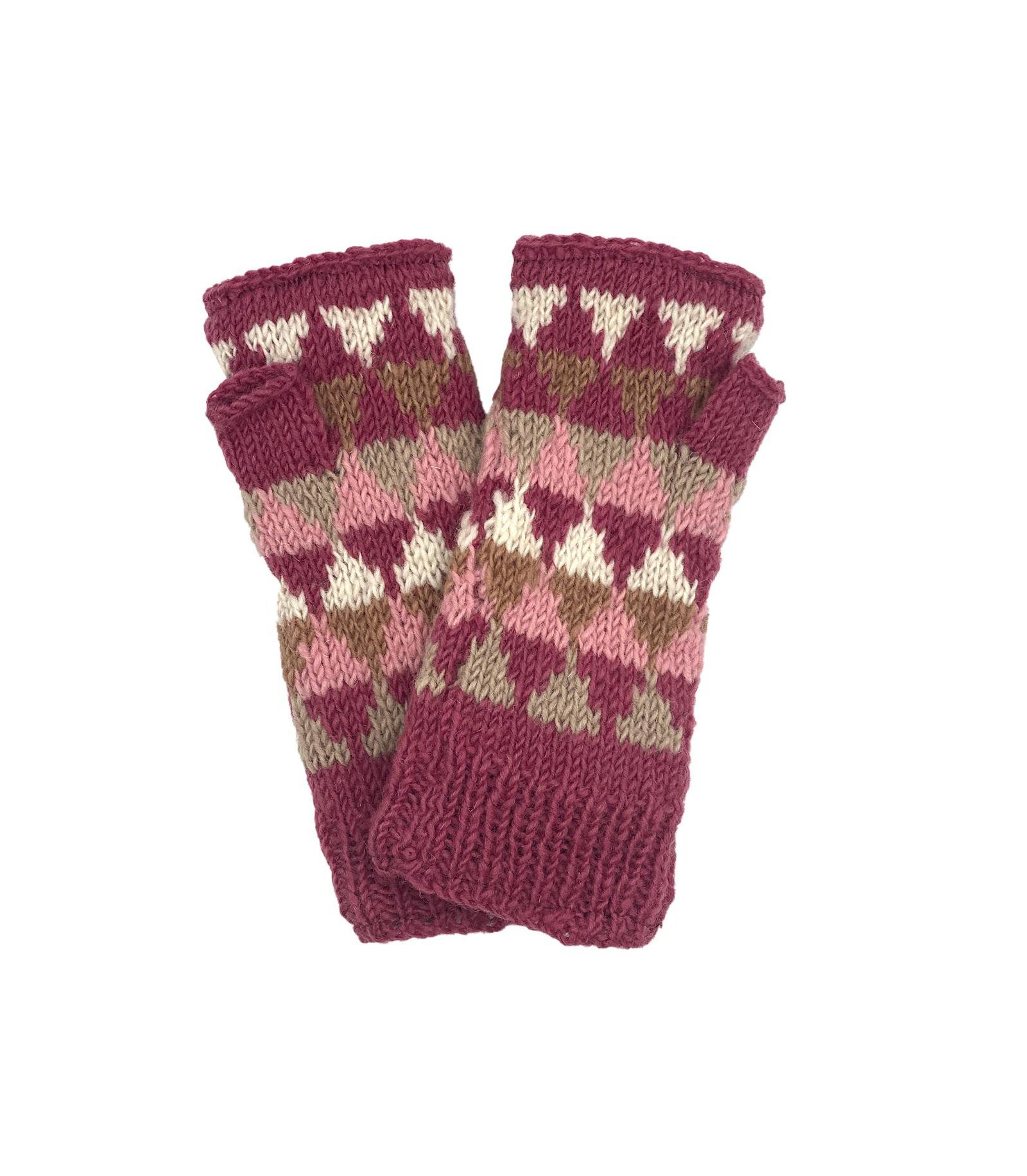 Feelgoodz Women s Artisan Hand-Knit Jaya Harlequin Wool Half Mitten