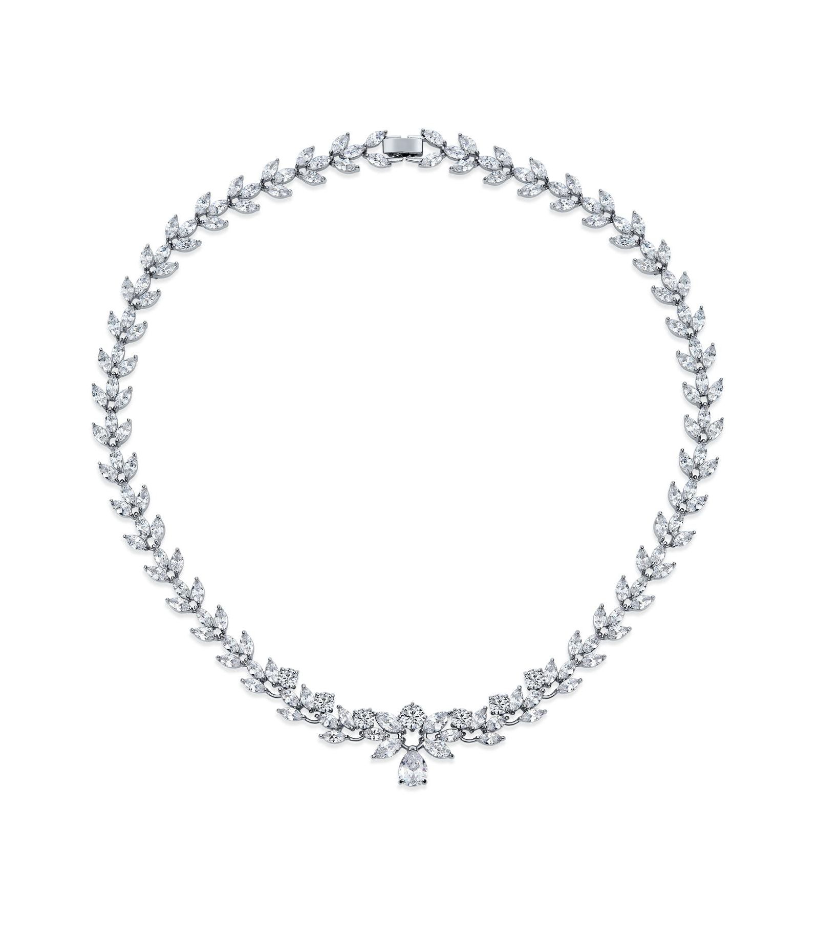 Коллар-ожерелье Bling Jewelry Classic Teardrop Aa CZ с серебристым покрытием