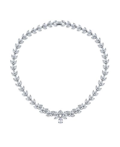 Коллар-ожерелье Bling Jewelry Classic Teardrop Aa CZ с серебристым покрытием