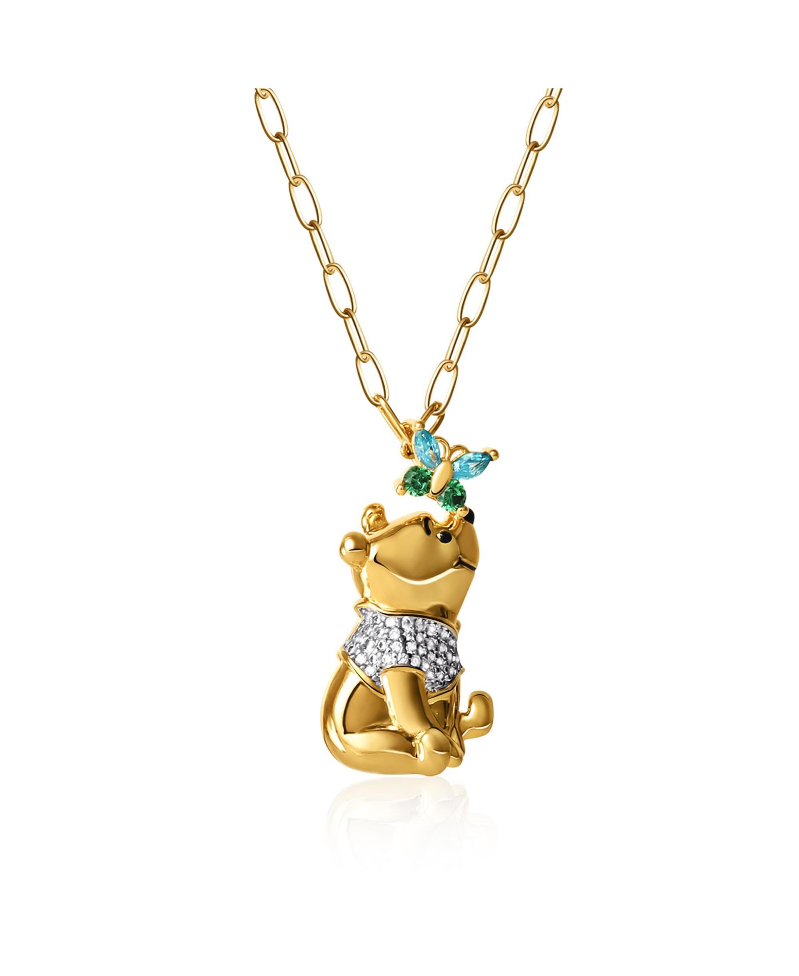 Подвеска Disney Winnie the Pooh Gold-Plated Butterfly and Pooh с цепочкой Paper Clip, 18''