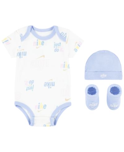 Nike Baby Boys or Girls All-Over Print Bodysuit, Hat and Booties Gift Box Set, 3-Piece
