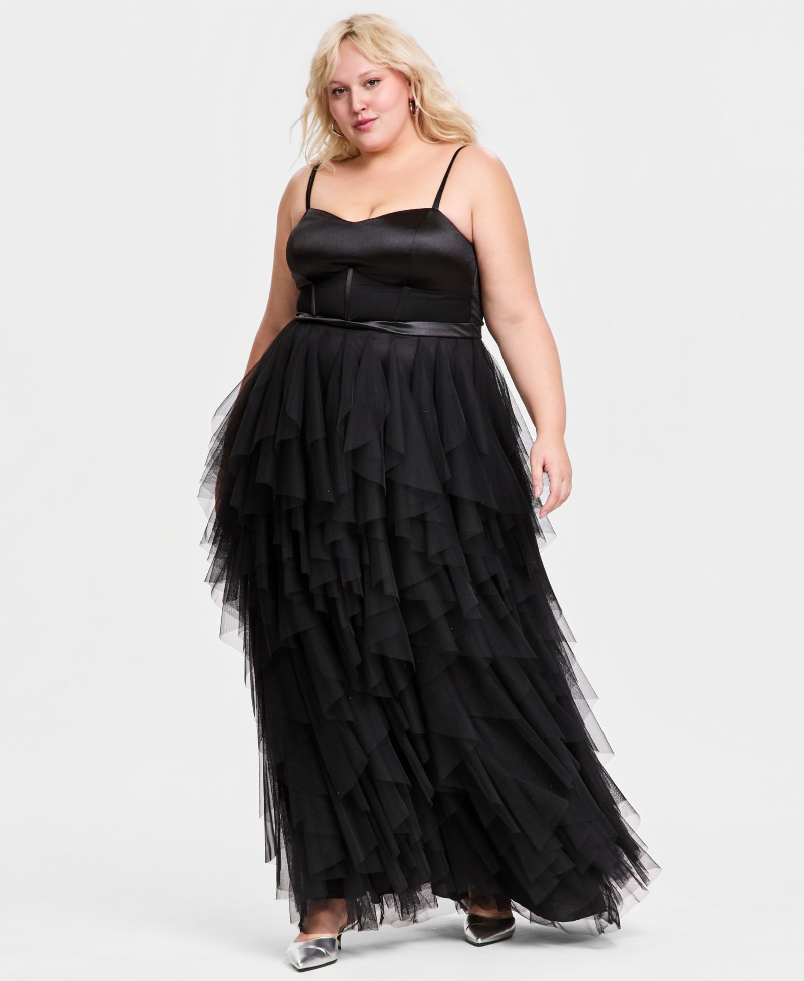 Вечернее платье City Studios Plus Size Corset-Bodice Ruffled-Skirt