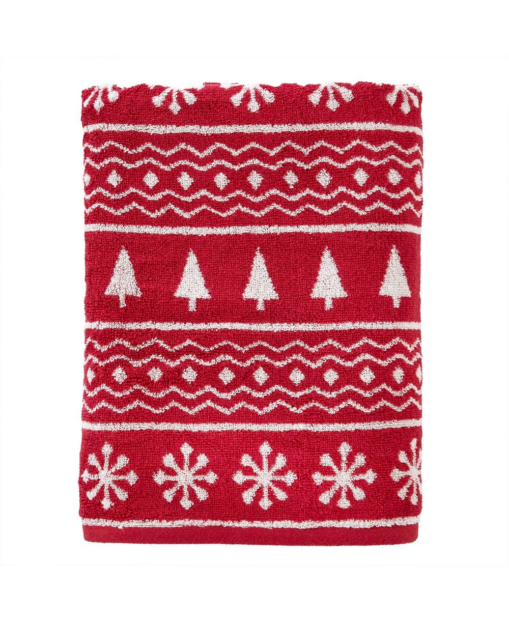 SKL Home Полотенце для ванной из хлопка Jacquard Fair Isle, 27" x 50"