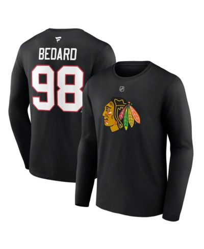 Мужская футболка Fanatics Connor Bedard Black Chicago Blackhawks с длинным рукавом