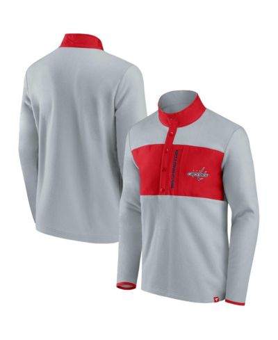 Men's Fanatics Gray, Red Washington Capitals Omni Polar Fleece Quarter-Snap Jacket