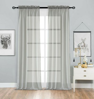 Kate Aurora 2 Pack Basic Home Rod Pocket Sheer Voile Window Curtains