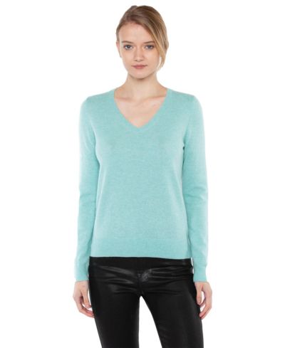 Женский кашемировый джемпер JENNIE LIU Women's 100% Pure Cashmere Long Sleeve Pullover V Neck Sweater