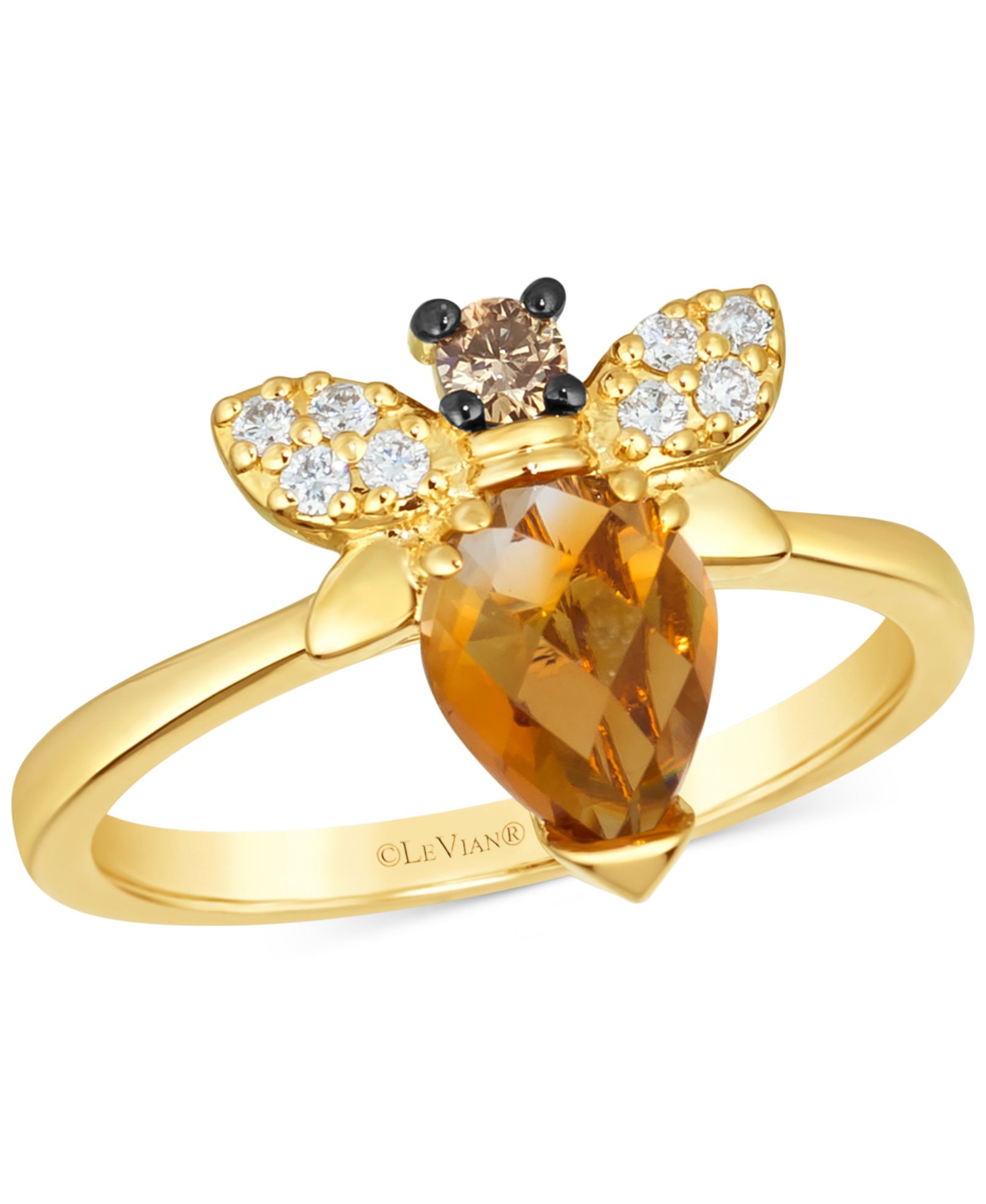 Le Vian Chocolatier® кольцо в виде пчелы с цитрином и бриллиантом, золото 14k