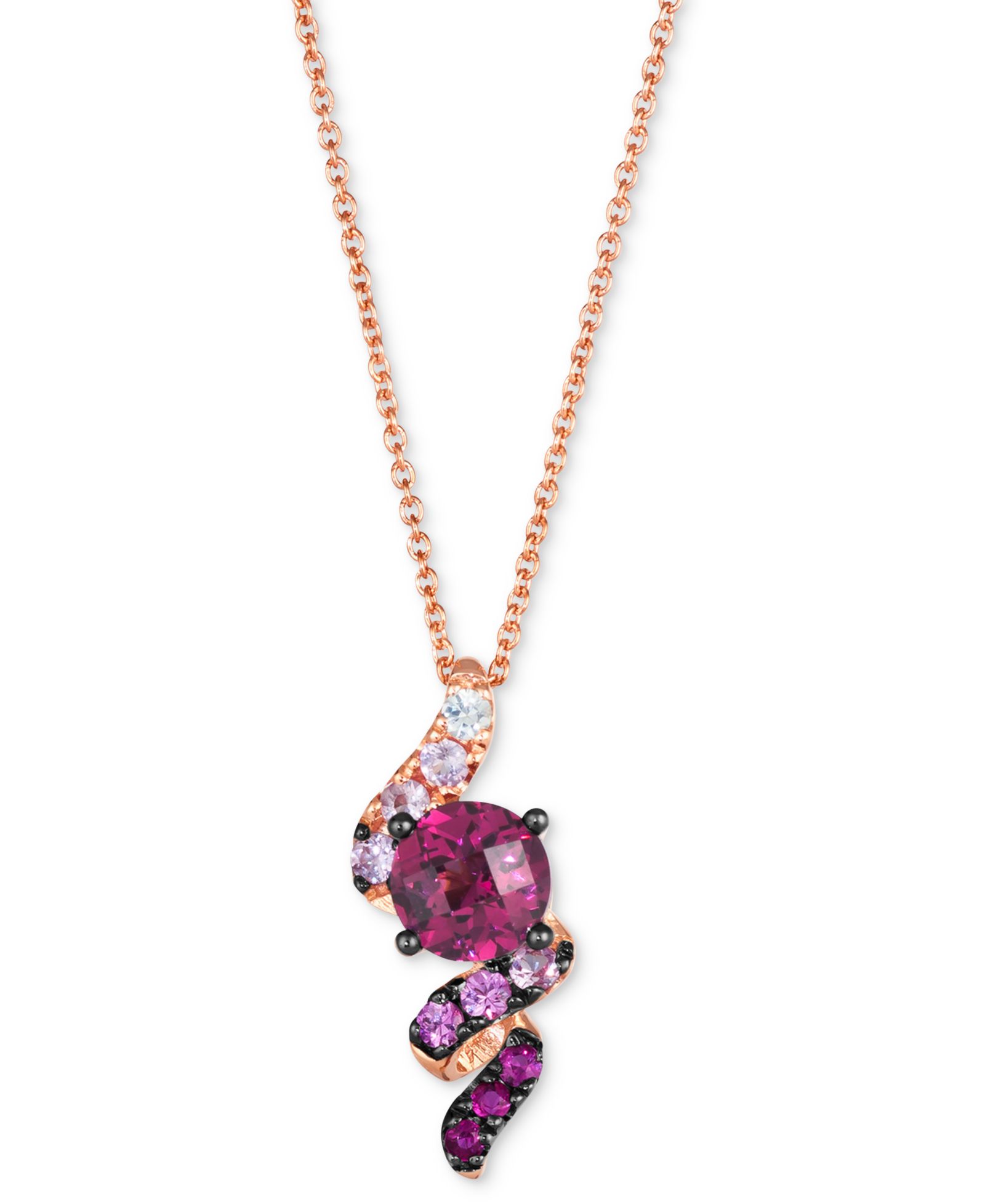 Подвесное ожерелье Le Vian Ombré® с розовым сапфиром и белым сапфиром в 14k Rose Gold, регулируемое 20"