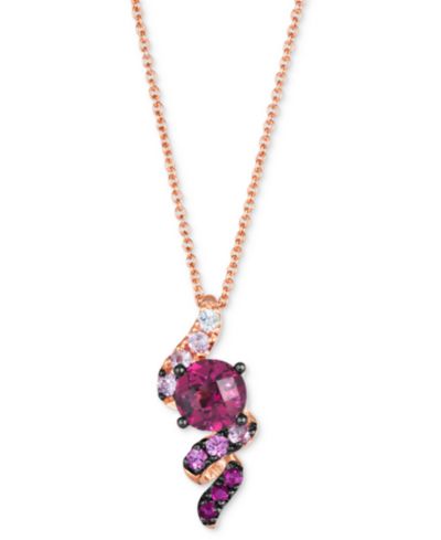 Подвесное ожерелье Le Vian Ombré® с розовым сапфиром и белым сапфиром в 14k Rose Gold, регулируемое 20"