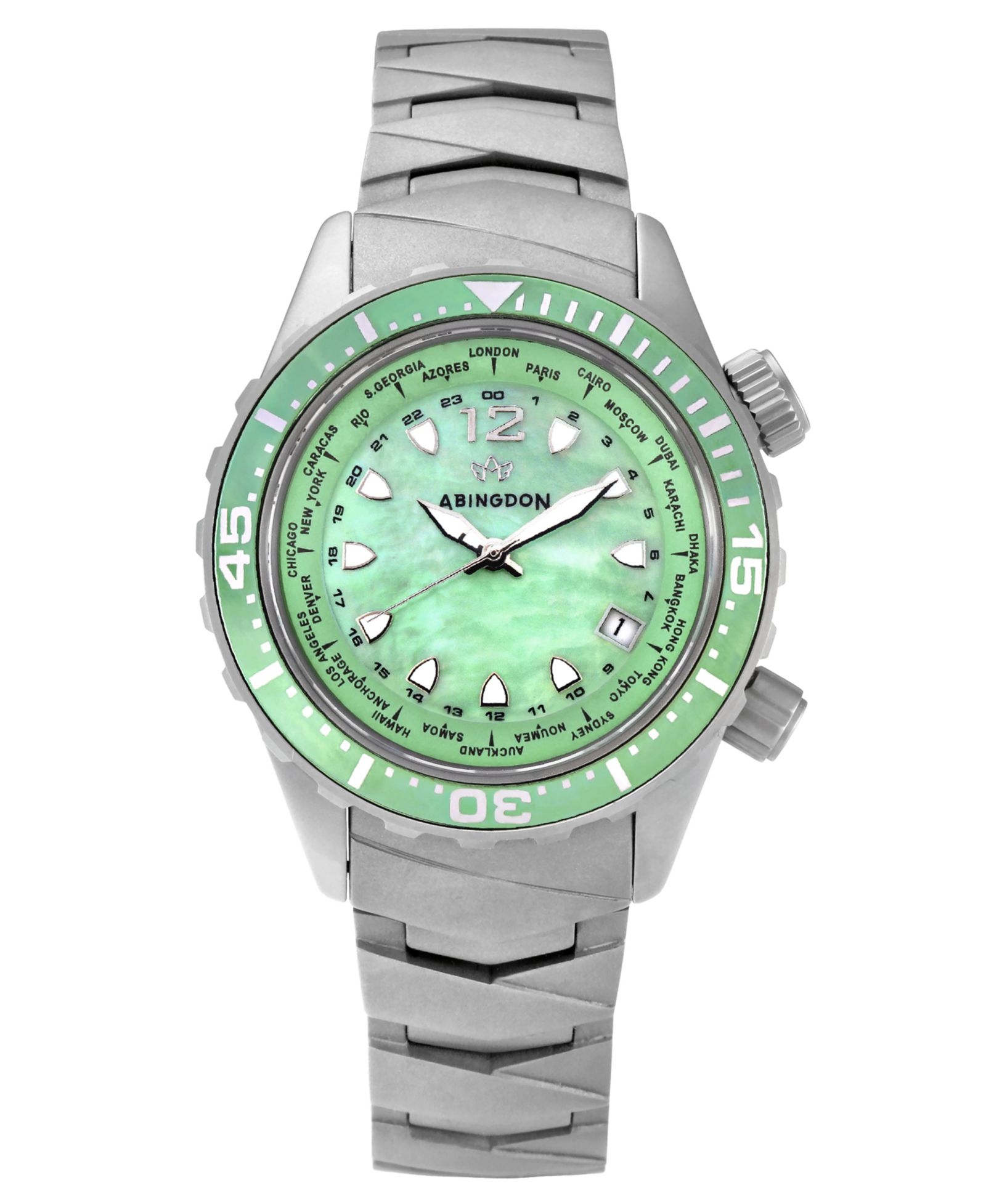 Abingdon Co. Women's Automatic Marina Divers Silver-Tone Titanium Bracelet Watch 40mm