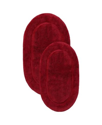 Superior Oval Solid Non-Skid Washable Cotton 2-Pc. Bath Rug Set