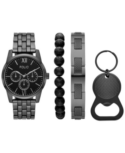 Folio Мужские кварцевые часы из сплава gunmetal 42mm, подарочный набор