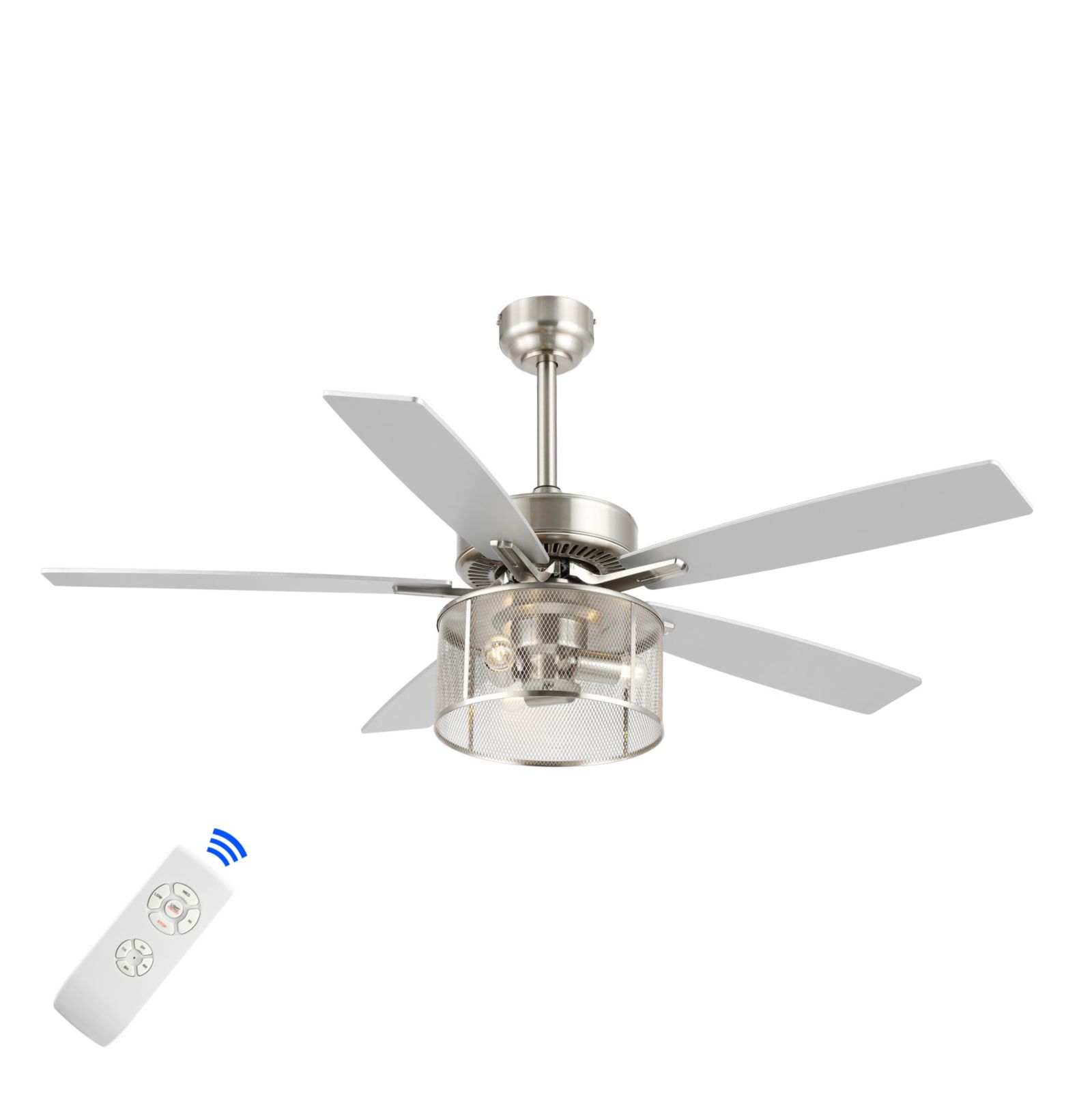 Max Farmhouse Industrial Iron/Wood Mobile App remote Controlled LED Ceiling Fan
