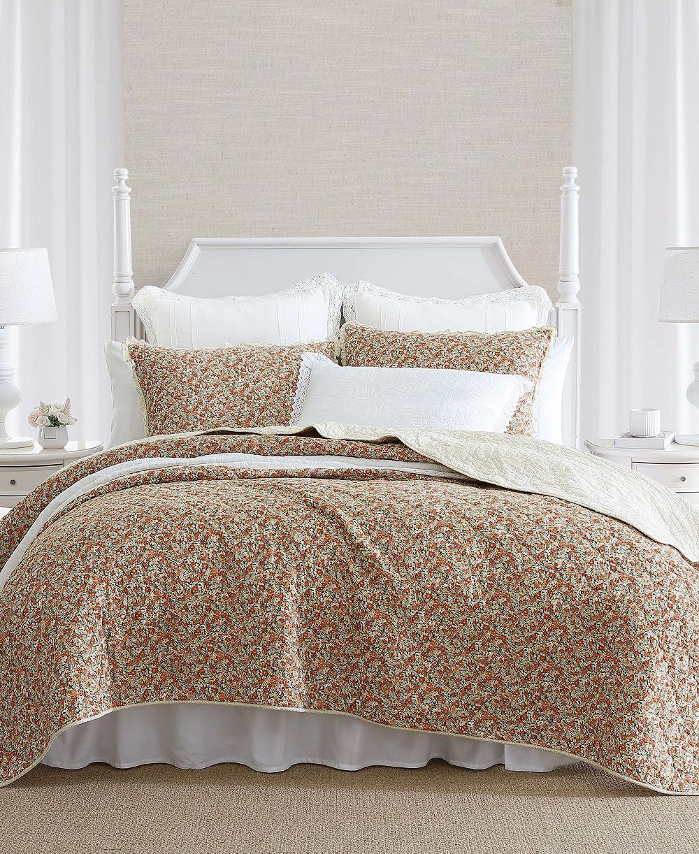 Декоративное стеганое покрывало Laura Ashley Loves ton Cotton Reversible 3-Piece Quilt Set King
