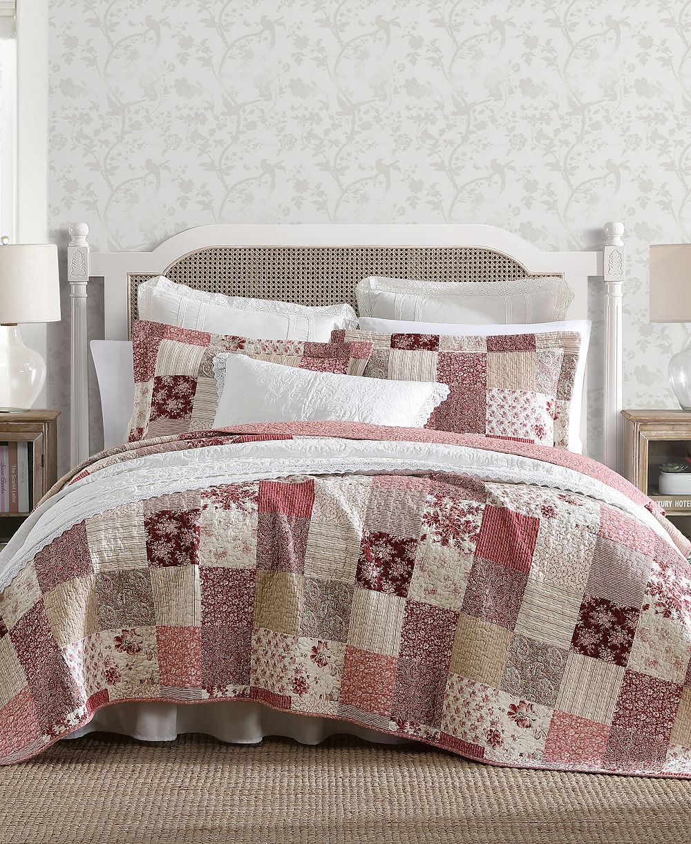 Laura Ashley Celina patchwork хлопковый стеганый комплект, 3 шт., Full/Queen