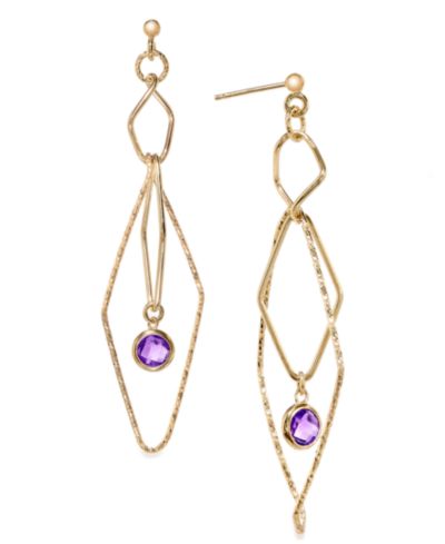 Серьги-подвески Macy's Citrine с открытым геометрическим узором из позолоченного стерлингового серебра