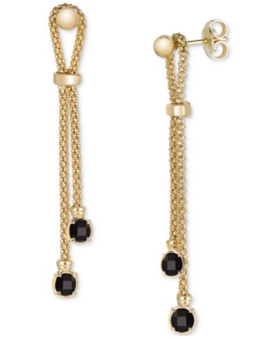 Onyx Серьги-подвески с цепочкой из золота 14k