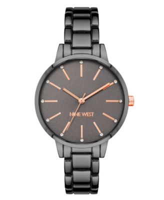 Женские наручные часы Nine West Quartz Dark Gray Alloy Link Bracelet, 36mm