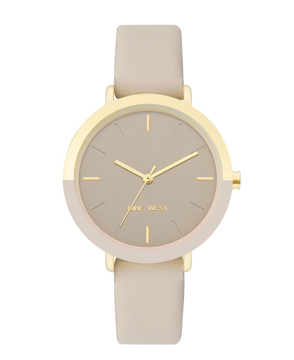 Женские кварцевые часы Nine West Tan Faux Leather, 36mm