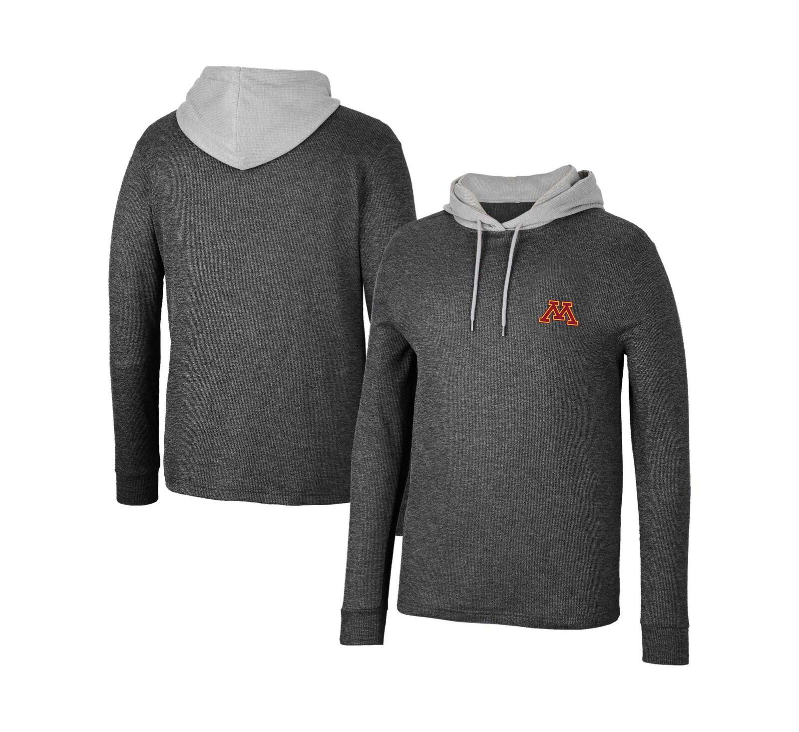 Мужская толстовка-футболка Colosseum Men's Black Minnesota Golden Gophers Ballot Waffle-Knit Thermal Long Sleeve Hoodie T-shirt