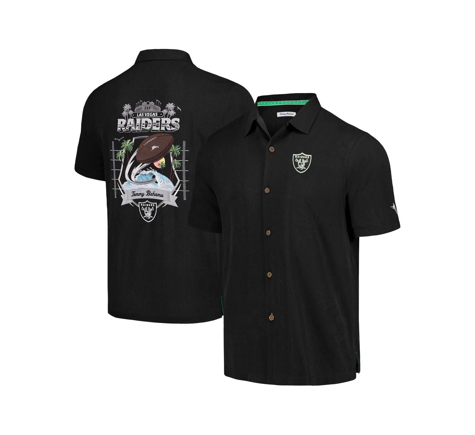 Мужская рубашка Tommy Bahama Black Las Vegas Raiders Tidal Kickoff Camp Button-Up