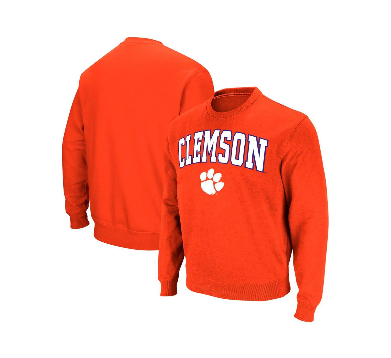 Мужской свитшот Colosseum Clemson Tigers Arch & Logo Pullover Sweatshirt