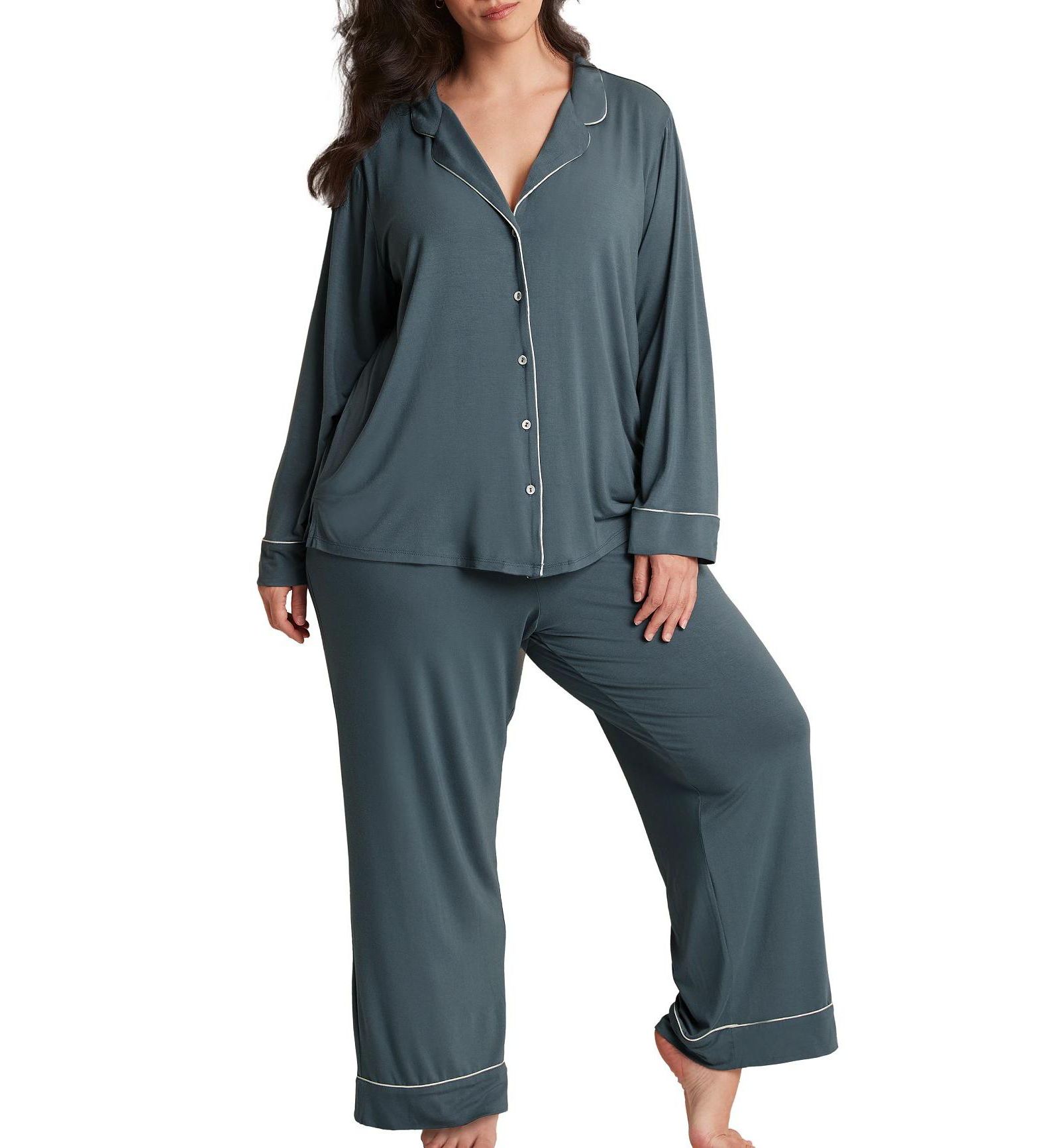 Adore Me Plus Size Matilda Long Sleeve Top & Pants Pajama Set
