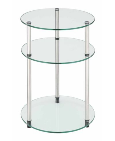 Convenience Concepts 15.75" Glass Designs2Go 3 Tier Round Table