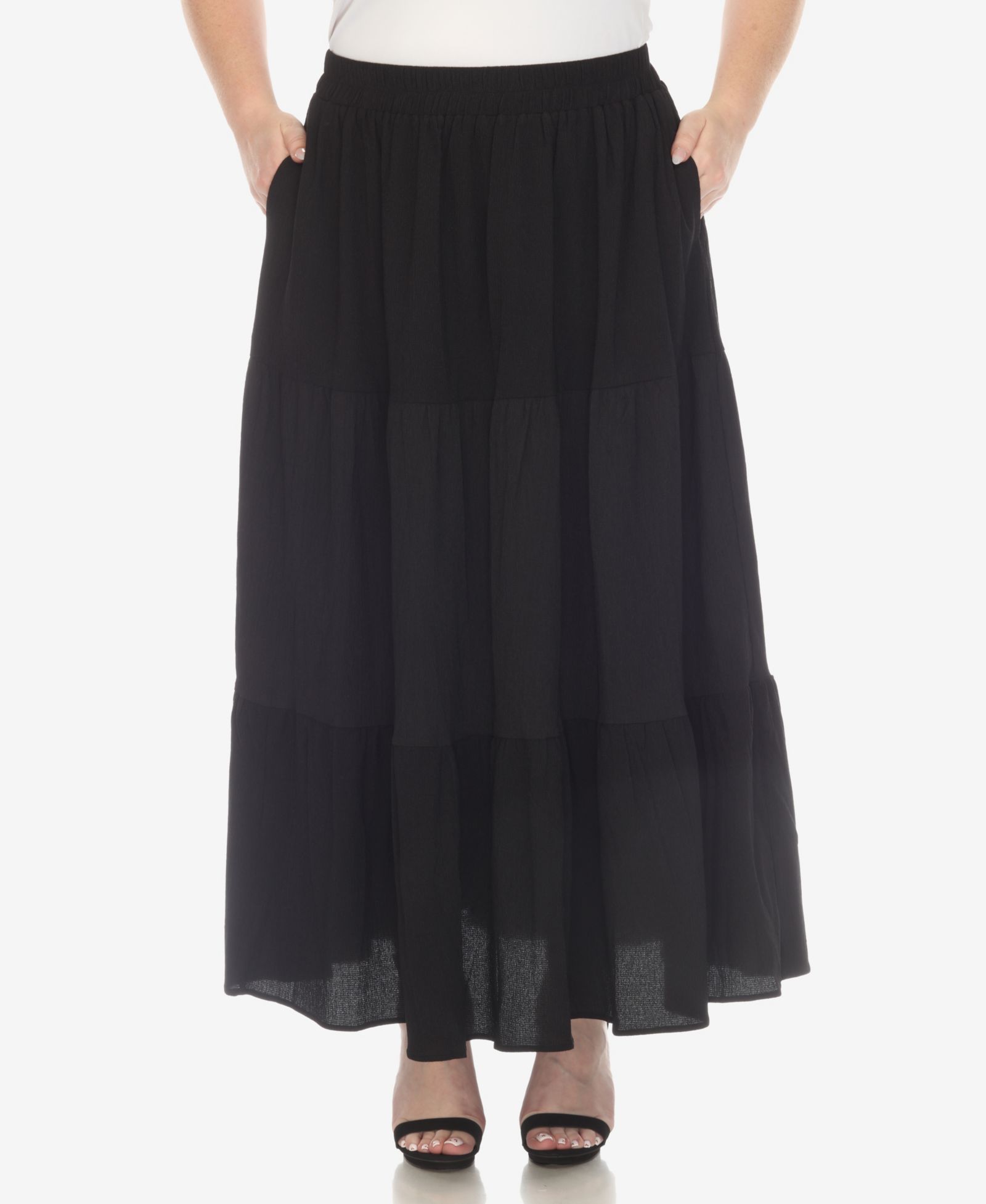 Юбка White Mark Plus Size Pleated Tiered Maxi