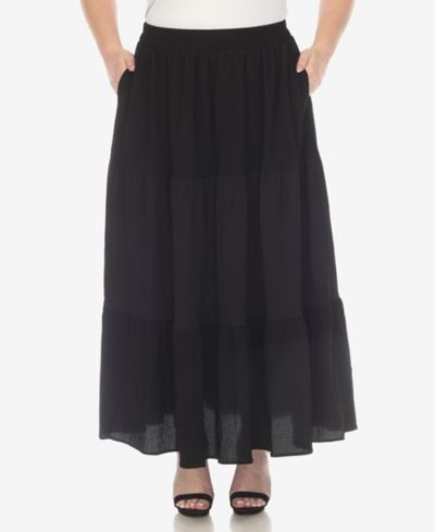 Юбка White Mark Plus Size Pleated Tiered Maxi