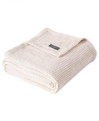 Eddie Bauer Solid Waffle Cotton Reversible Blanket, Twin