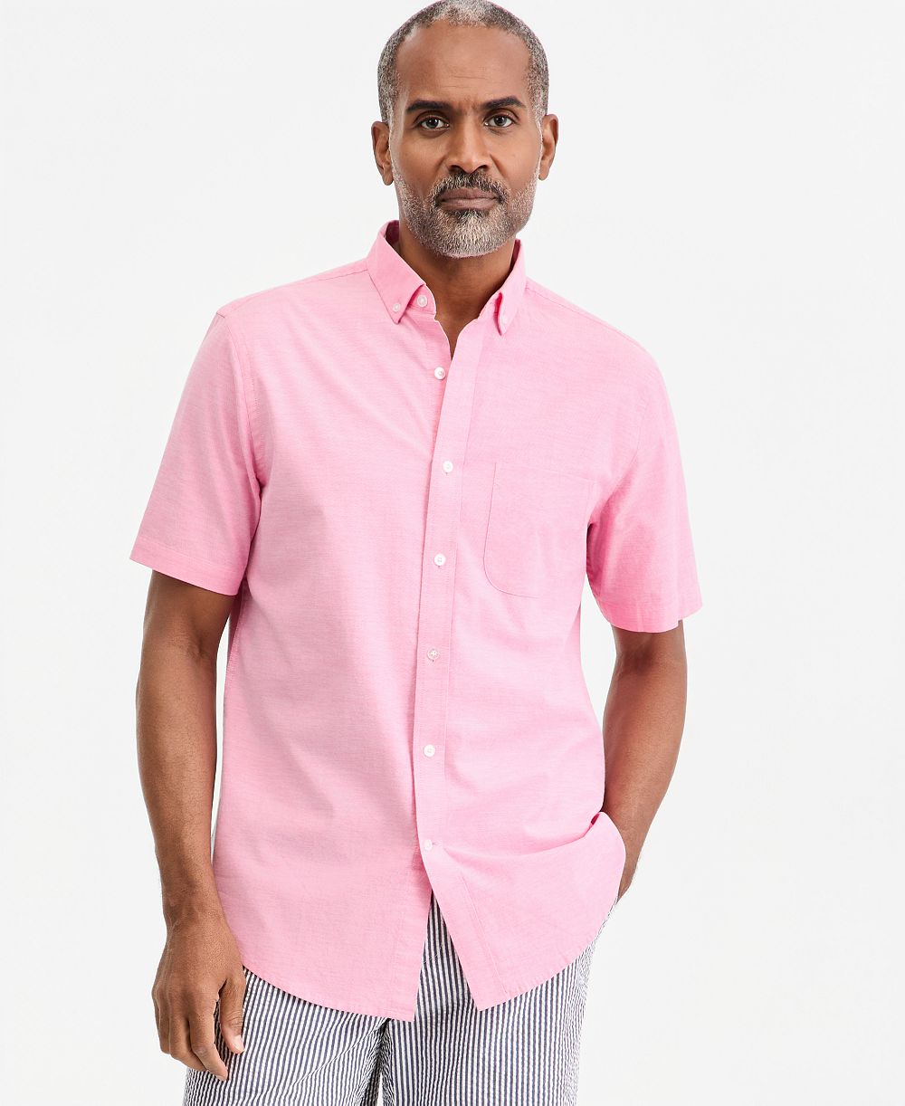 Club Room Men's Short Sleeve Button-Down Oxford Shirt, Created for Macy's