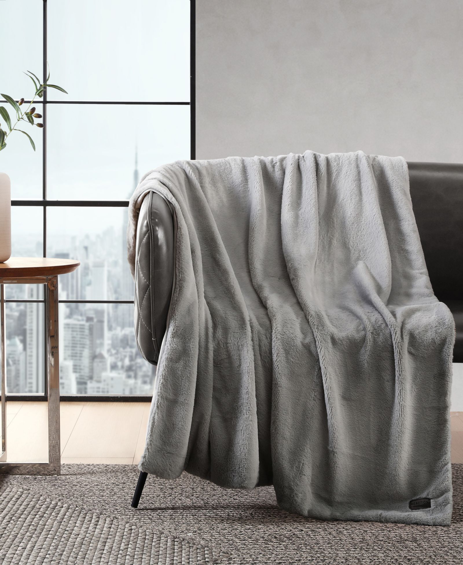 Kenneth Cole Reaction Solid Faux Fur Throw, 60x50
