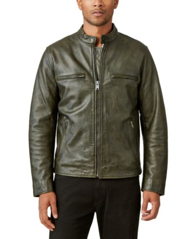 Lucky Brand Men's Washed Leather Zip-Front Bonneville Jacket