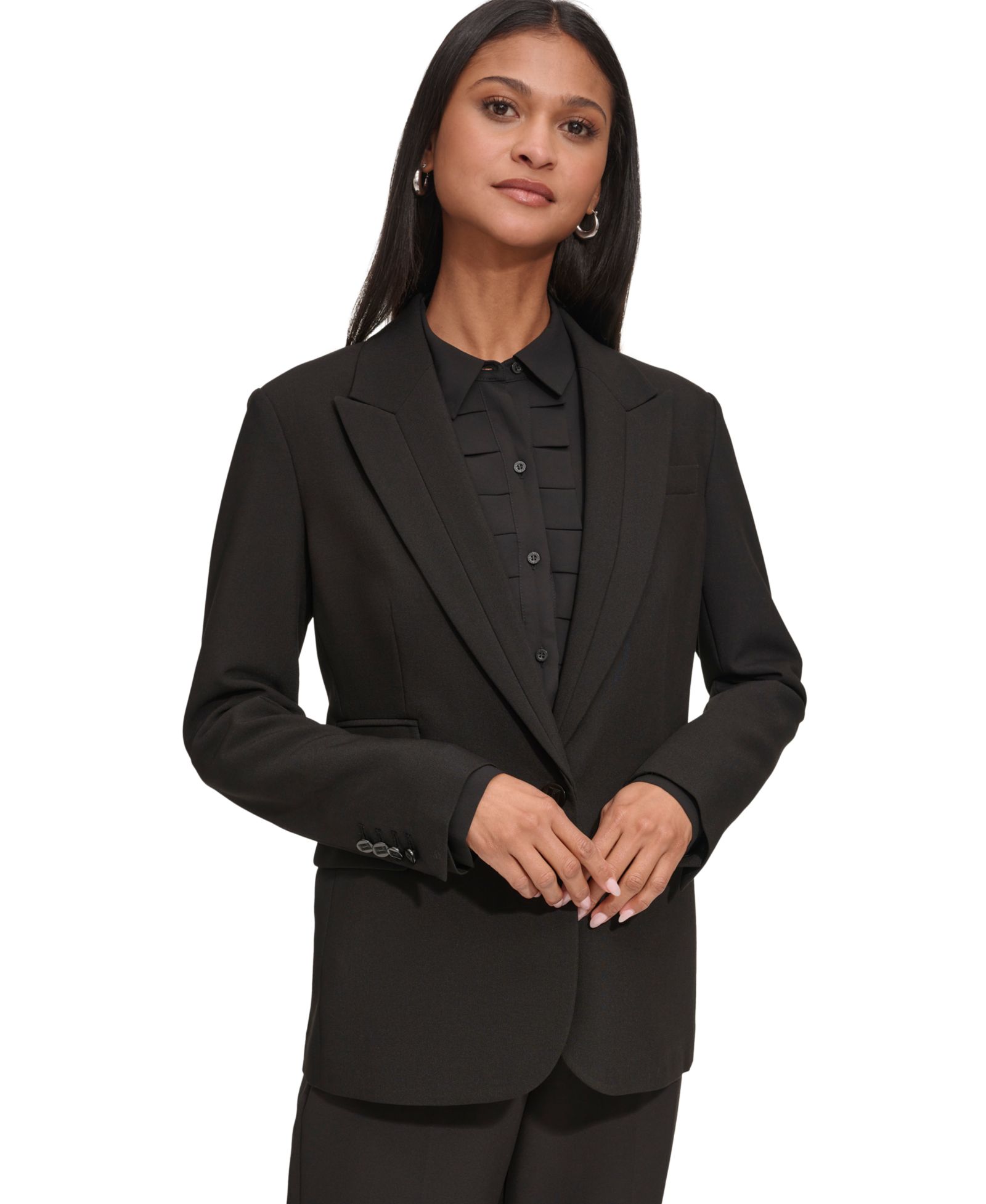 KARL LAGERFELD PARIS Women's Notched Lapel One Button Blazer
