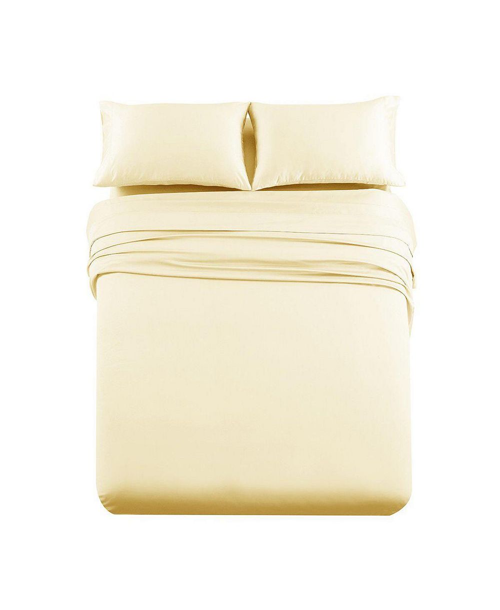 Luxury and Heavy 1000 Thread Count Egyptian Cotton Solid 4-Piece Sheet Set with 22-Inch-Deep Pockets
