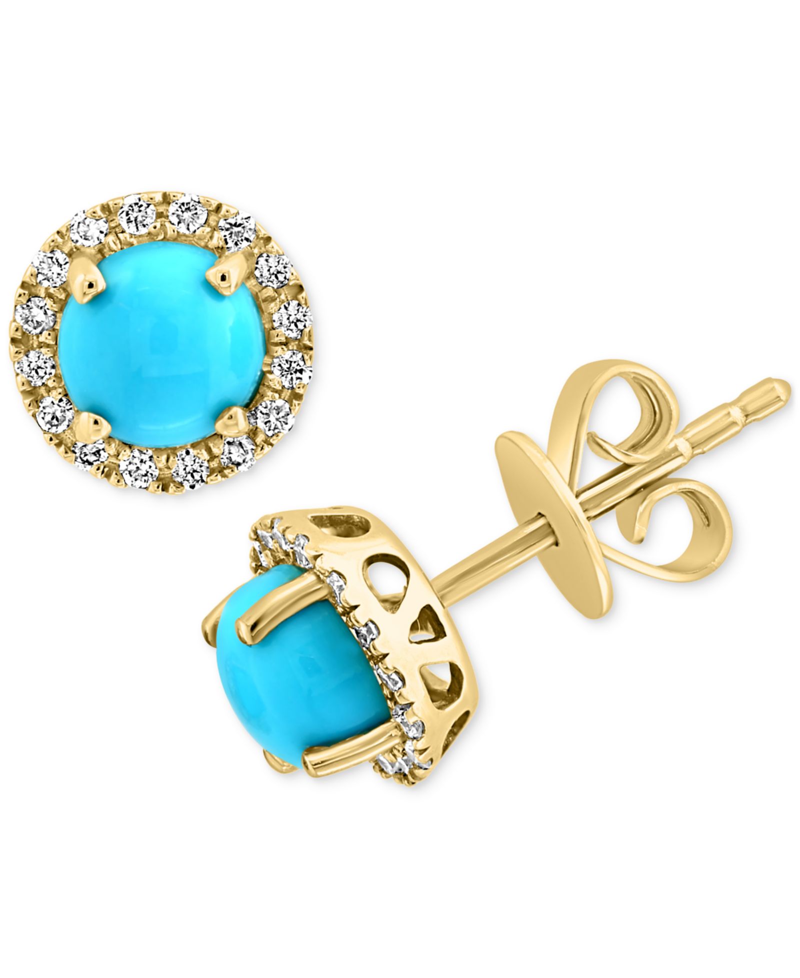 Серьги-гвоздики EFFY® с бирюзой и бриллиантами в 14k Gold