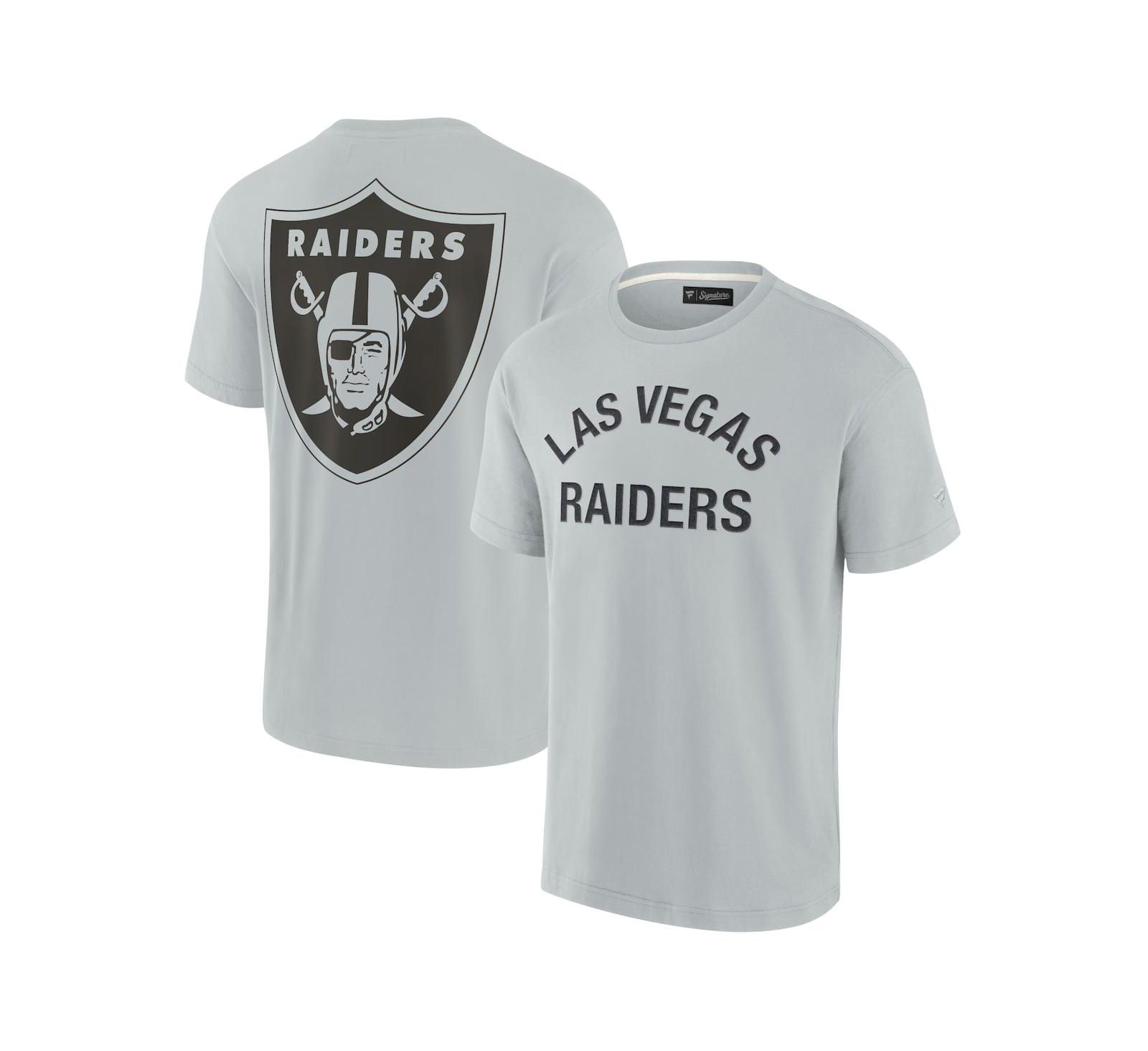 Мужская и женская футболка Fanatics Signature Gray Las Vegas Raiders, мягкая, с коротким рукавом