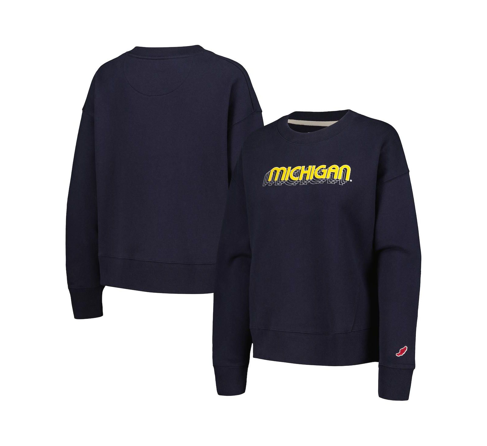 Женское свитшот League Collegiate Wear Michigan Wolverines Boxy Pullover, темно-синий
