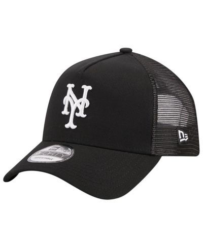 Men's New Era Black New York Mets A-Frame 9FORTY Trucker Adjustable Hat