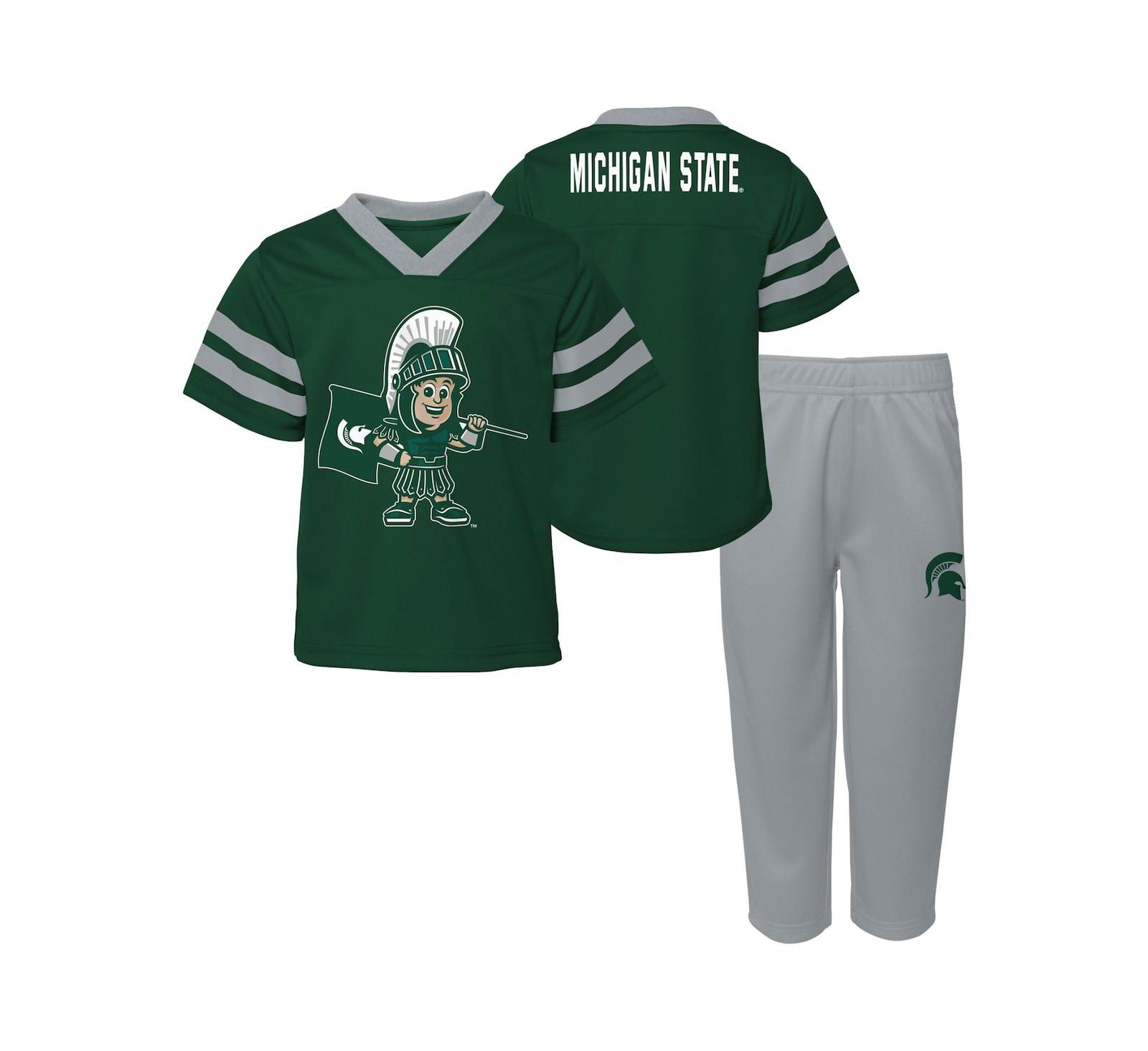 Детский комплект из джерси и брюк Red Zone зеленого цвета Michigan State Spartans для мальчиков и девочек