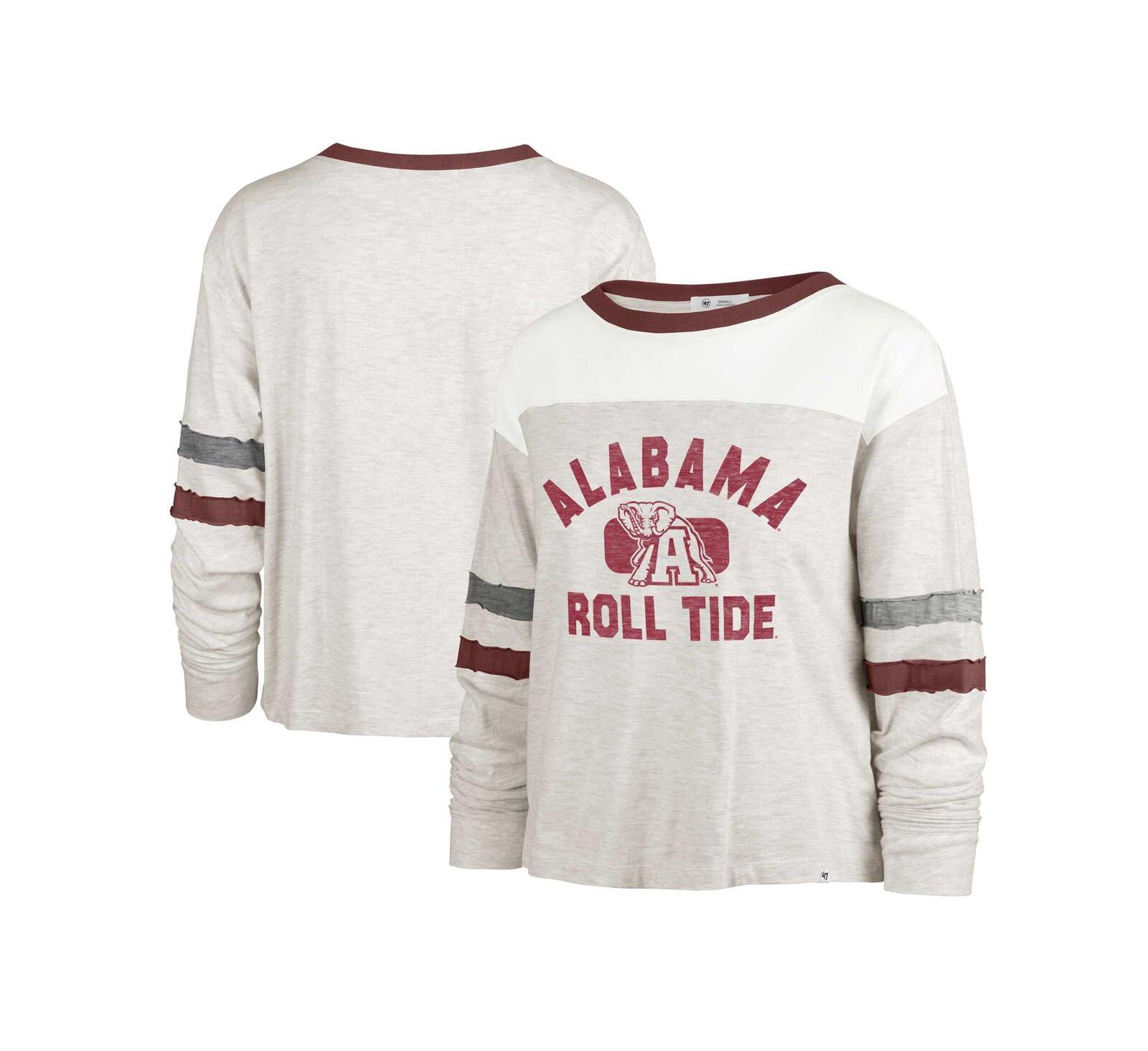 '47 Brand Женская футболка с длинным рукавом Alabama Crimson Tide, овсяный цвет