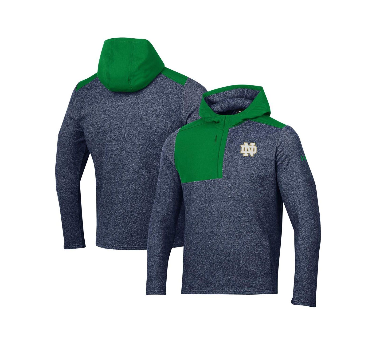 Men's Under Armour Navy Notre Dame Fighting Irish Survivor Fleece Hoodie Quarter-Zip Jacket