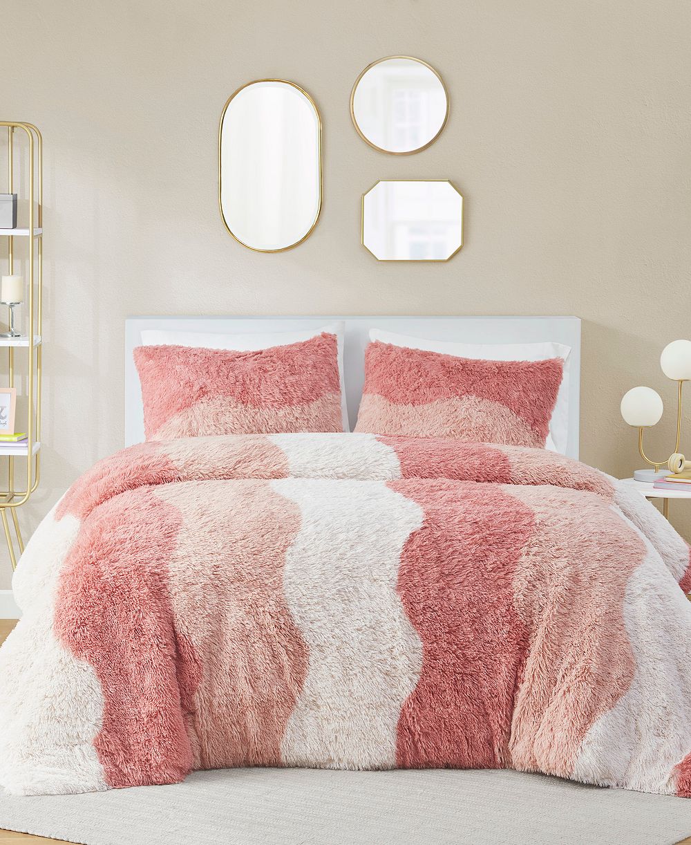 Комплект покрывала Intelligent Design Cassie Ombre Shaggy Faux Fur 2 предмета, Twin/Twin XL