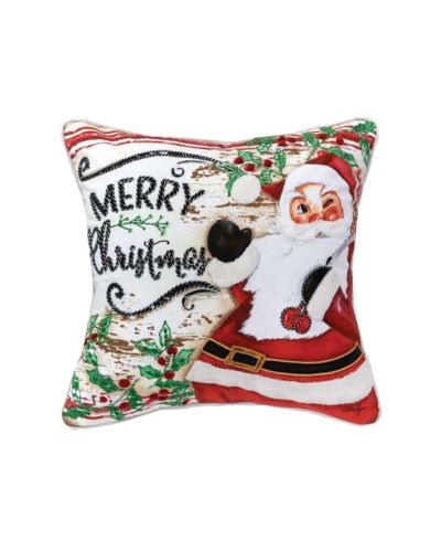Декоративная подушка Merry Christmas Santa Printed and Embroidered Throw Pillow, 18" x 18"