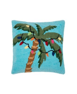Christmas Palm Tree w/ Lights Hooked Accent Throw Pillow, 18" x 18"