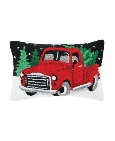 Snowy Truck Декоративная подушка Christmas Hooked 14" x 22"