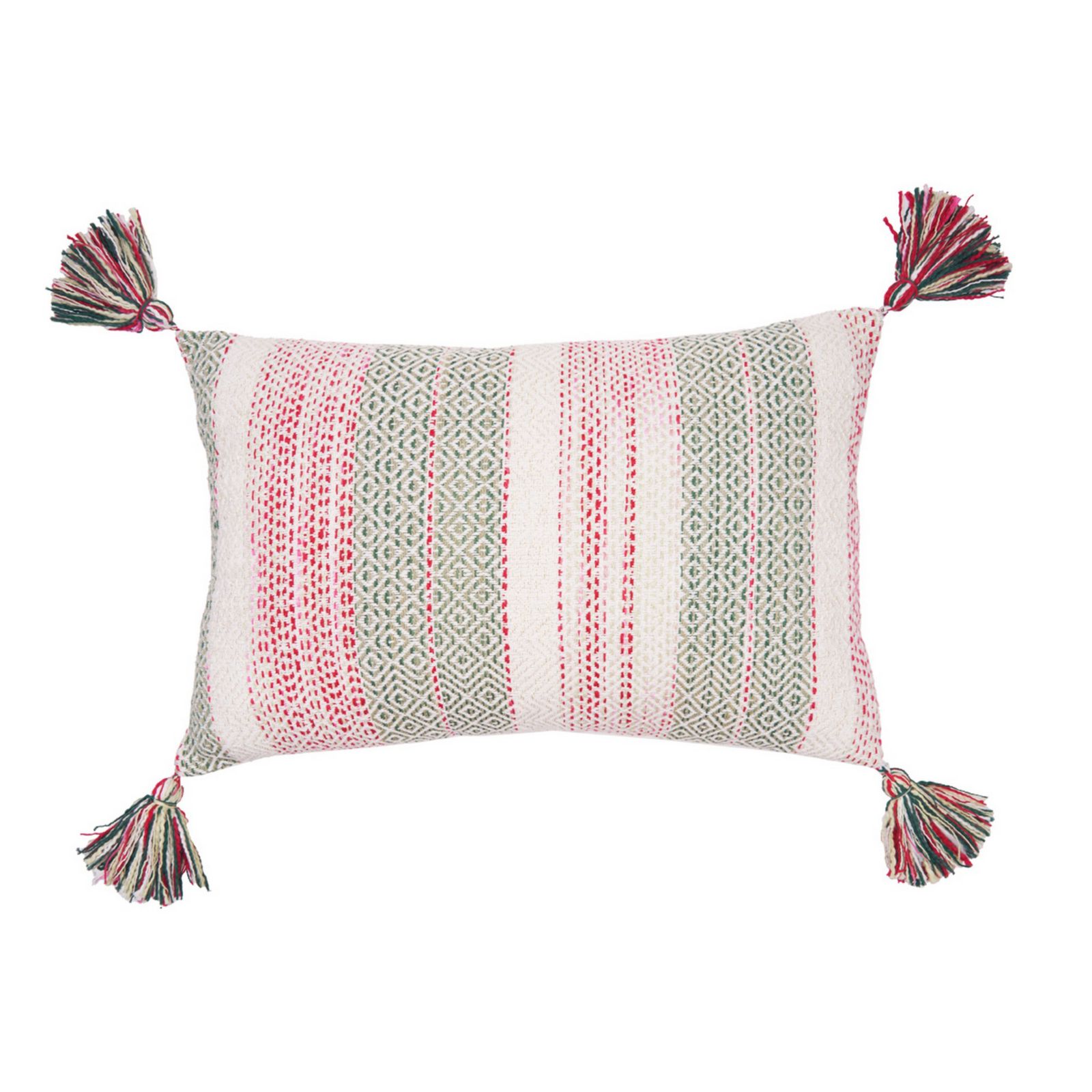 Cozy Nordic Christmas Red and Green Accent Pillow, 14" x 22"